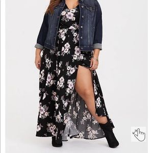 Torrid Black Floral Challis Maxi Dress